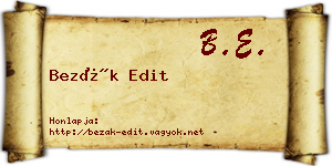 Bezák Edit névjegykártya